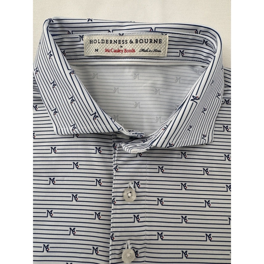 Holderness & Bourne Polo Golf Shirt The McCauley Blue White Logo M